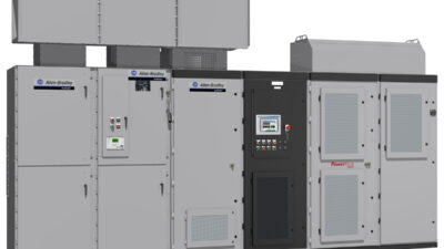 This medium-voltage drive, the Allen-Bradley PowerFlex 7000 Drive System with ArcShield Technology from Rockwell Automation, also has regeneration capabilities. The arc-resistant system is certified to meet global arc-resistant standards. The system provides an arc fault rating up to 50 kA and meets Type 2B accessibility protection standards. Courtesy: Intermountain Electronics