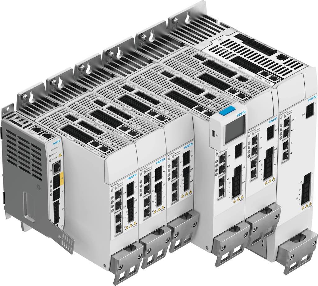 The Festo CMMT MP family of multi-protocol servo drives are configurable as EtherNet/IP, EtherCAT, Profinet and Modbus TCP. Courtesy: Festo