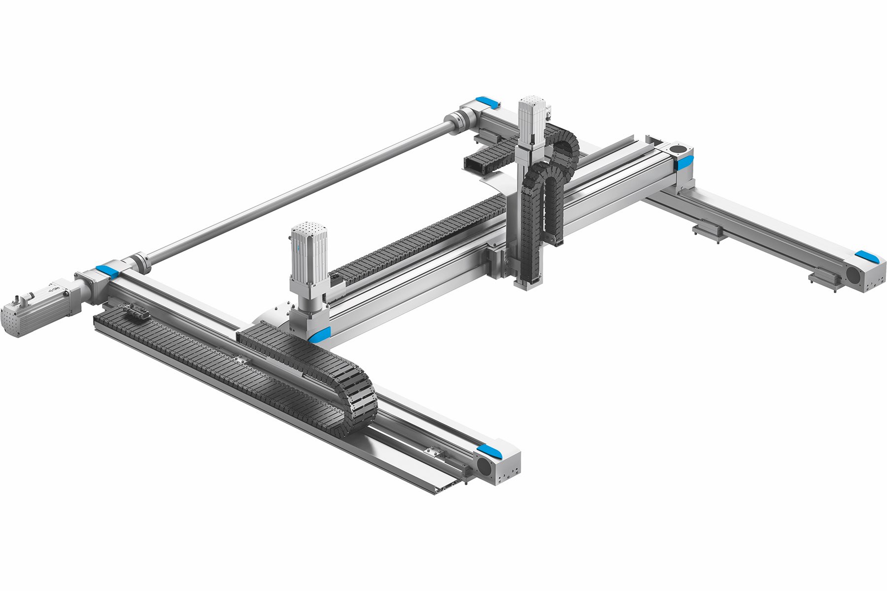 Parts flowing from the screen intends to represent how Festo Electric Motion Sizing software delivers error-free sizing of linear and rotary electromechanical systems in minutes and links to commissioning software. Courtesy: Festo