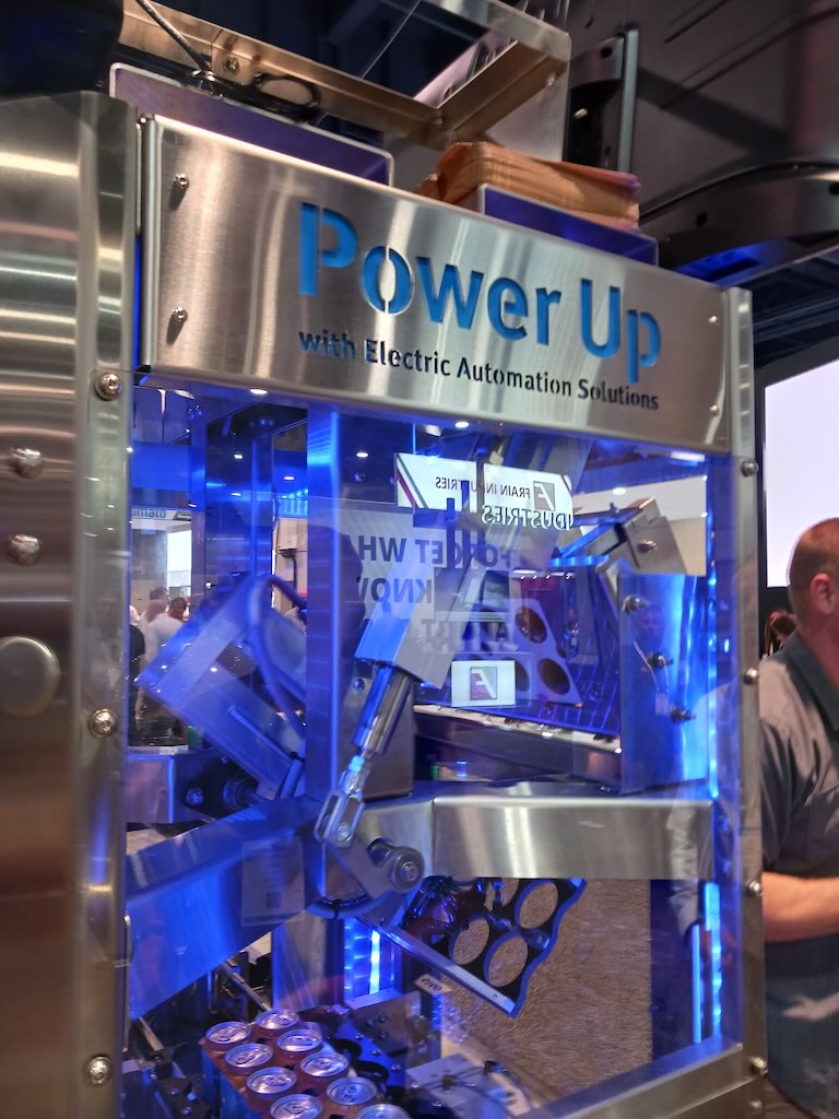 While electric automation for this redesigned Codi machine cost more than pneumatics, electric controls add precision, efficiency, reliability and flexibility, as shown at the Festo Corp. booth at Pack Expo Las Vegas 2023. 