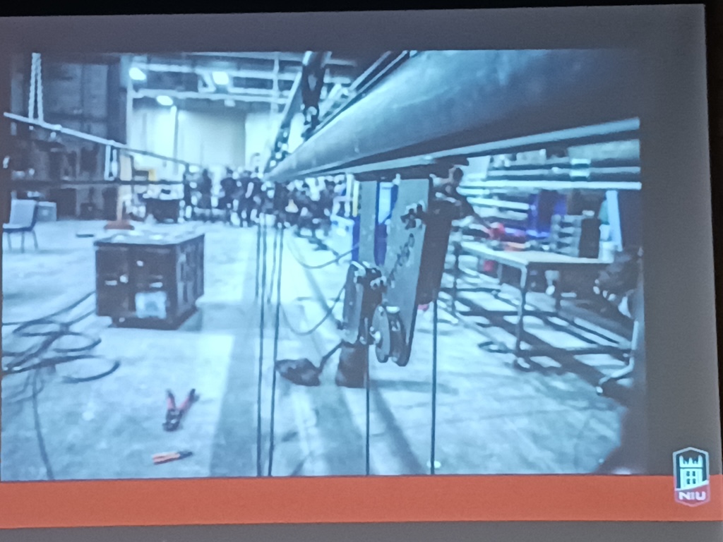 Behind the scenes, the audience doesn’t see the rigging and other engineering that make actors fly, as shown in the April 17 STEM Café presentation, “Theatrical Special Effects: Engineering Spectacle,” by Tracy Nunnally, MFA, Northern Illinois University (NIU) professor, technical director, head of design and technology, School of Theatre and Dance. 