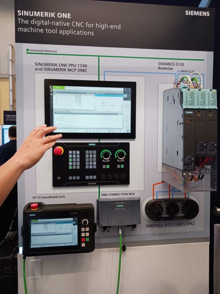 Figure 2: The digital native Siemens Sinumerik One control platform (Figure 2) for machining applications, helped support the “speed, agility and endurance,” aimed at the machine shop on its path to digitalization, as shown at the Siemens booth at IMTS 2024. Courtesy: Mark T. Hoske, Control Engineering, WTWH Media