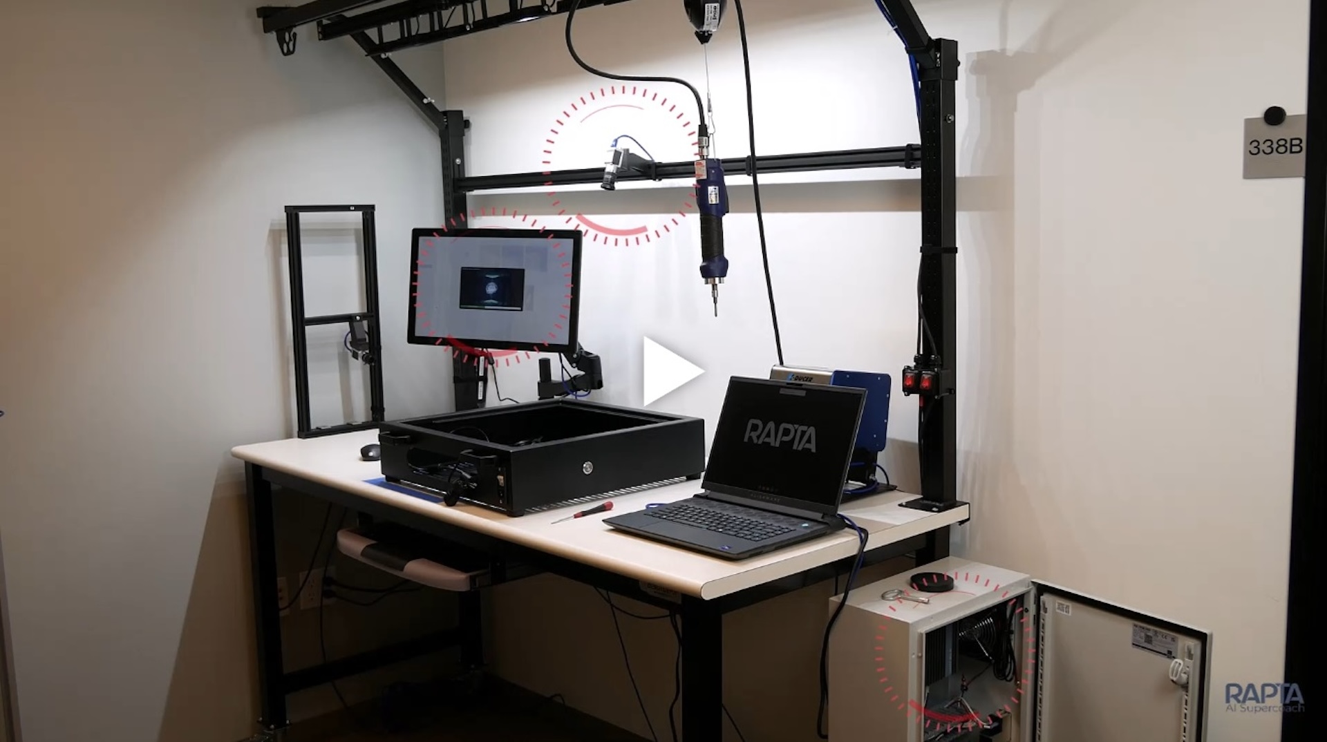 The Rapta’s AI Supercoach is said to be fast and easy to integrate into an existing manufacturing environment. Rapta said each system includes AI Supercoach Software, an AI computer (industrial PC, IPC), industrial Power over Ethernet (PoE) camera, mounting gantry, LED lighting, touch screen (industrial panel PC), power supplies and industrial PoE switch. Courtesy: Rapta