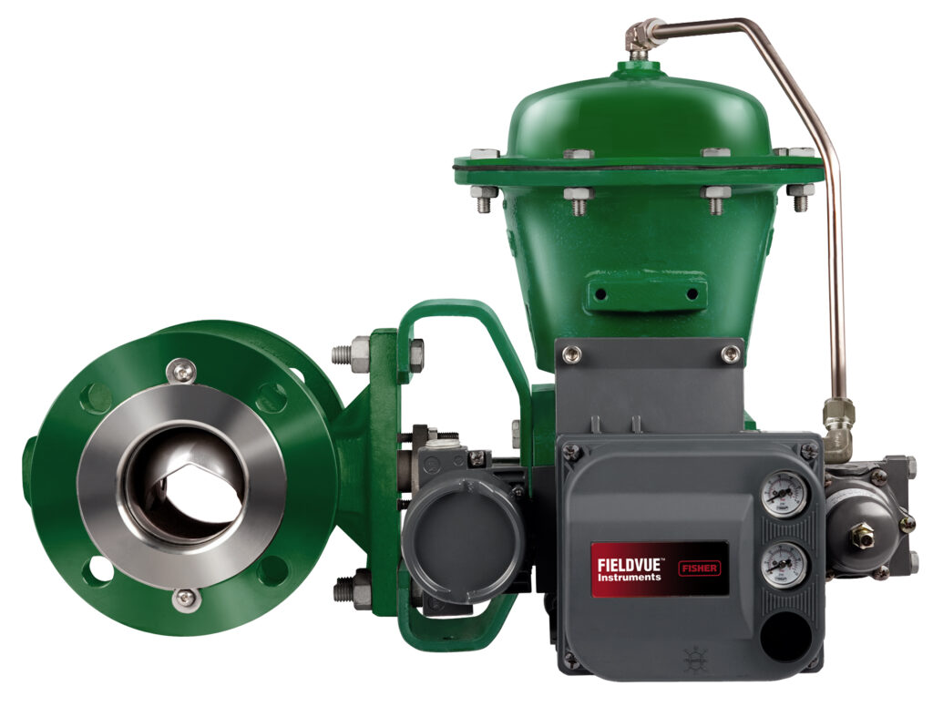 Figure 3: Ball control valves come in sizes up to 24” and offer full port models. Courtesy: Emerson