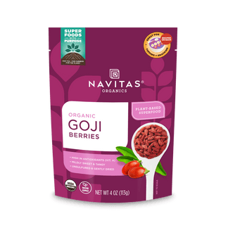 Navitas Organics Goji Berries 4 oz. front of package.